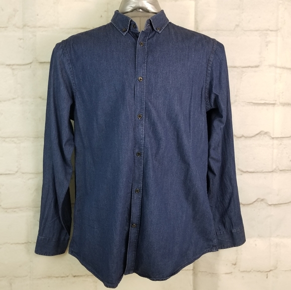 Attitude L Slim-Fit Dark Wash Denim Jean Shirt - Picture 9 of 9